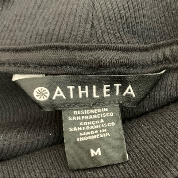 Athleta Women M Pranayama Restore Wrap Cardigan Black Rib Knit Athleisure Pocket - Picture 13 of 13